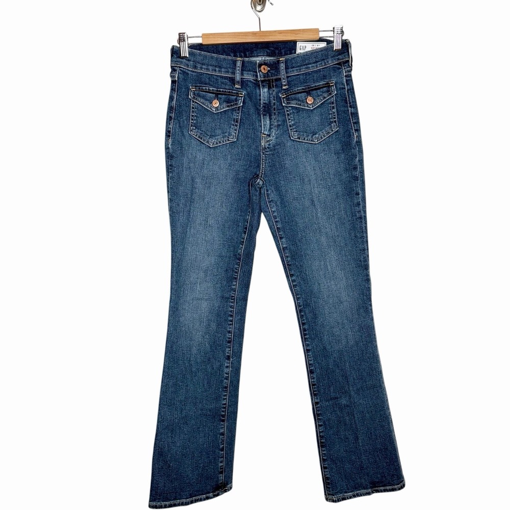 Gap Baby Boot Mid Rise Jeans Womens Size 28/6 Short Bootcut Medium Wash Blue
